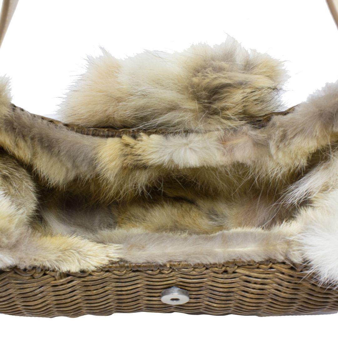 Salvatore Ferragamo Basket Weave Fur Bag In Excellent Condition For Sale In Atlanta, GA