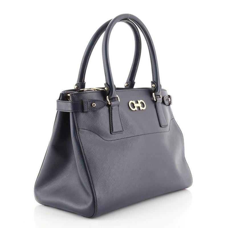 Black Salvatore Ferragamo Batik Tote Saffiano Leather Medium