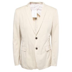 Salvatore Ferragamo Beige Cotton Single Breasted Blazer XXL