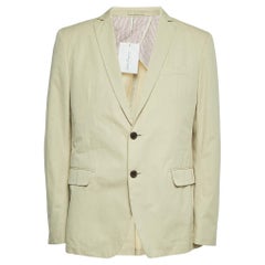 Salvatore Ferragamo Blazer monopetto in cotone beige XXL