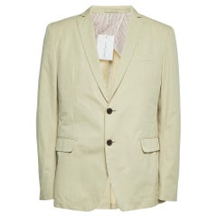 Salvatore Ferragamo Beige Cotton Single-Breasted Blazer XXL