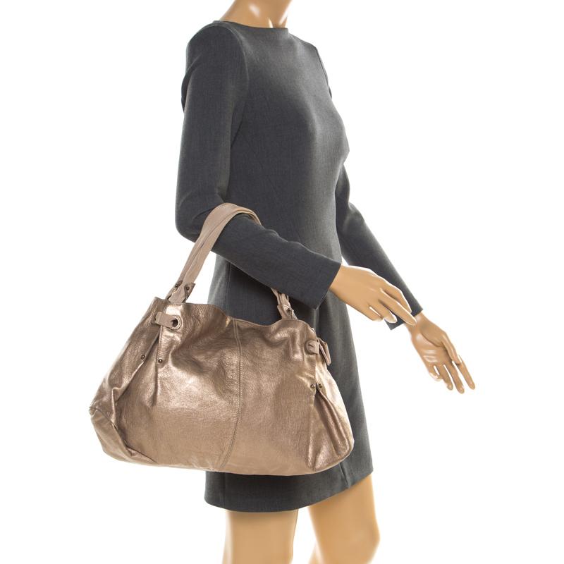 Salvatore Ferragamo Beige Leather and Canvas Bow Hobo In Good Condition In Dubai, Al Qouz 2