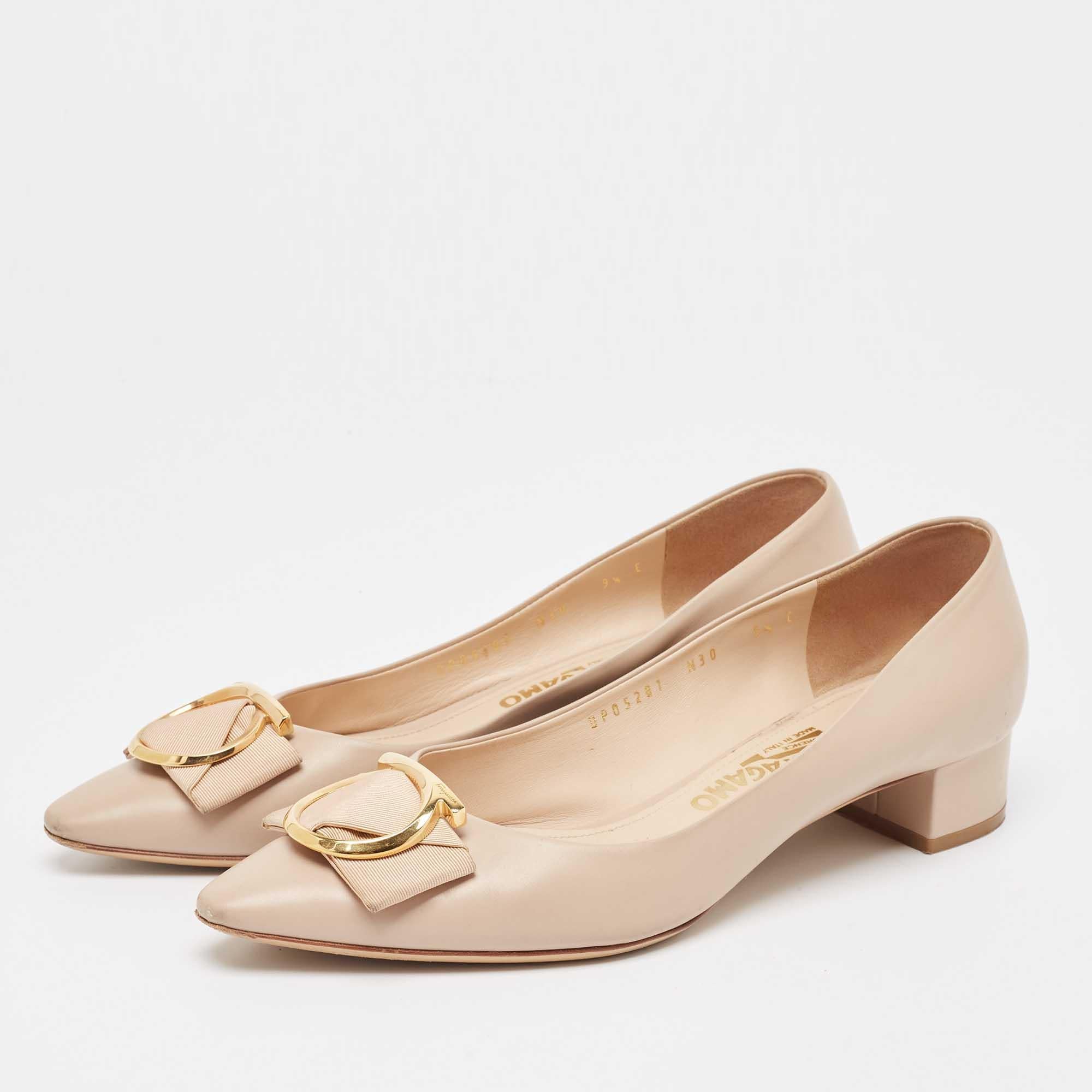 Make a chic style statement with these designer pumps. They showcase sturdy heels and durable soles perfect for your fashionable outings