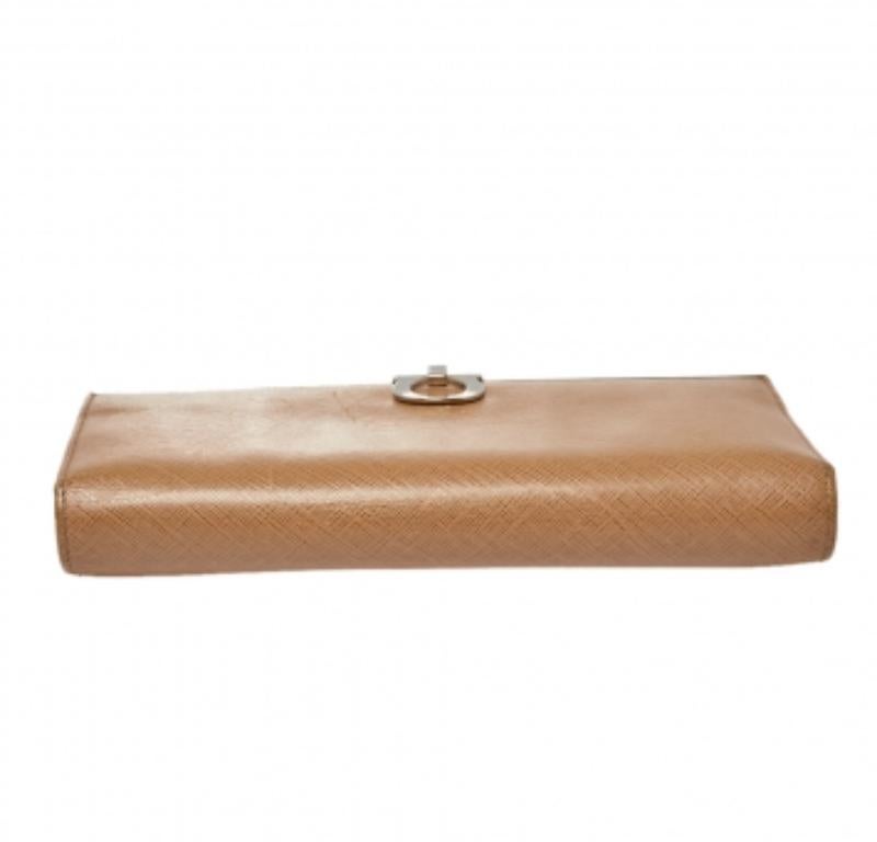 Salvatore Ferragamo Beige Leather Gancini Icona Continental Wallet For Sale 1