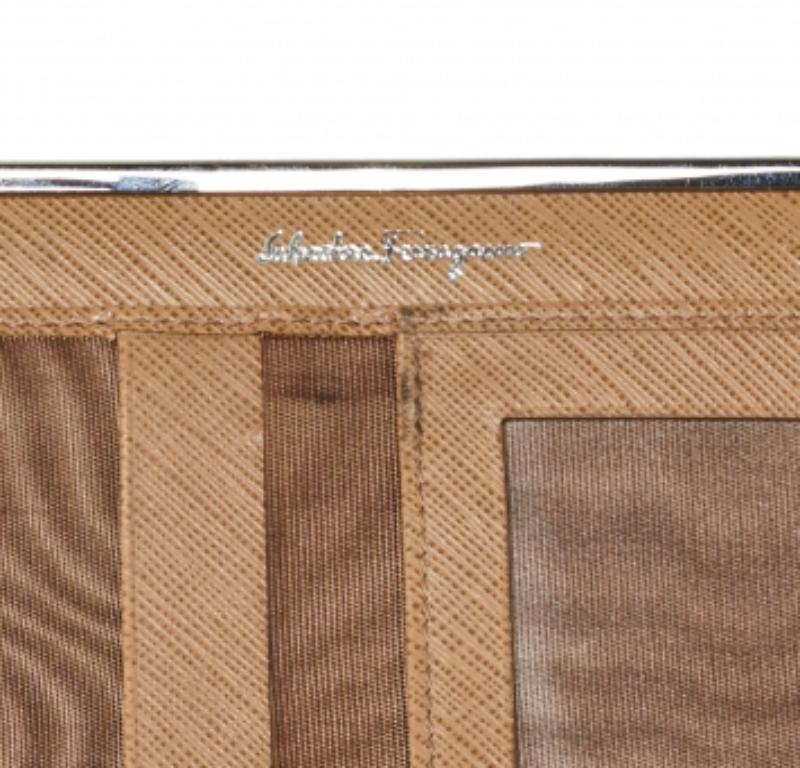 Salvatore Ferragamo Beige Leather Gancini Icona Continental Wallet For Sale 5