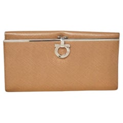 Used Salvatore Ferragamo Beige Leather Gancini Icona Continental Wallet
