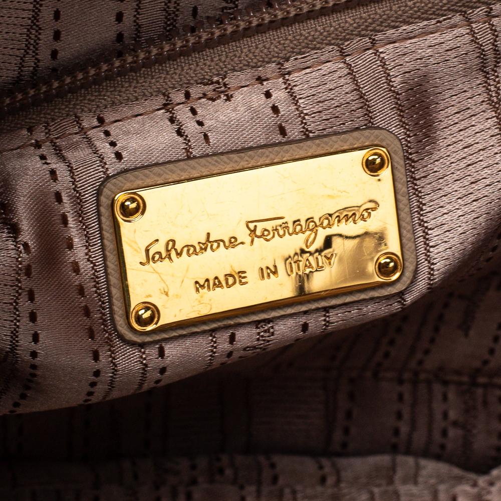 Salvatore Ferragamo Beige Leather Katia Top Handle Bag 2