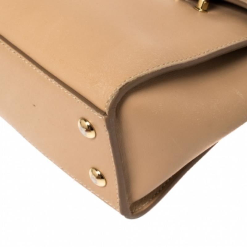 Salvatore Ferragamo Beige Leather Mara Satchel For Sale 4