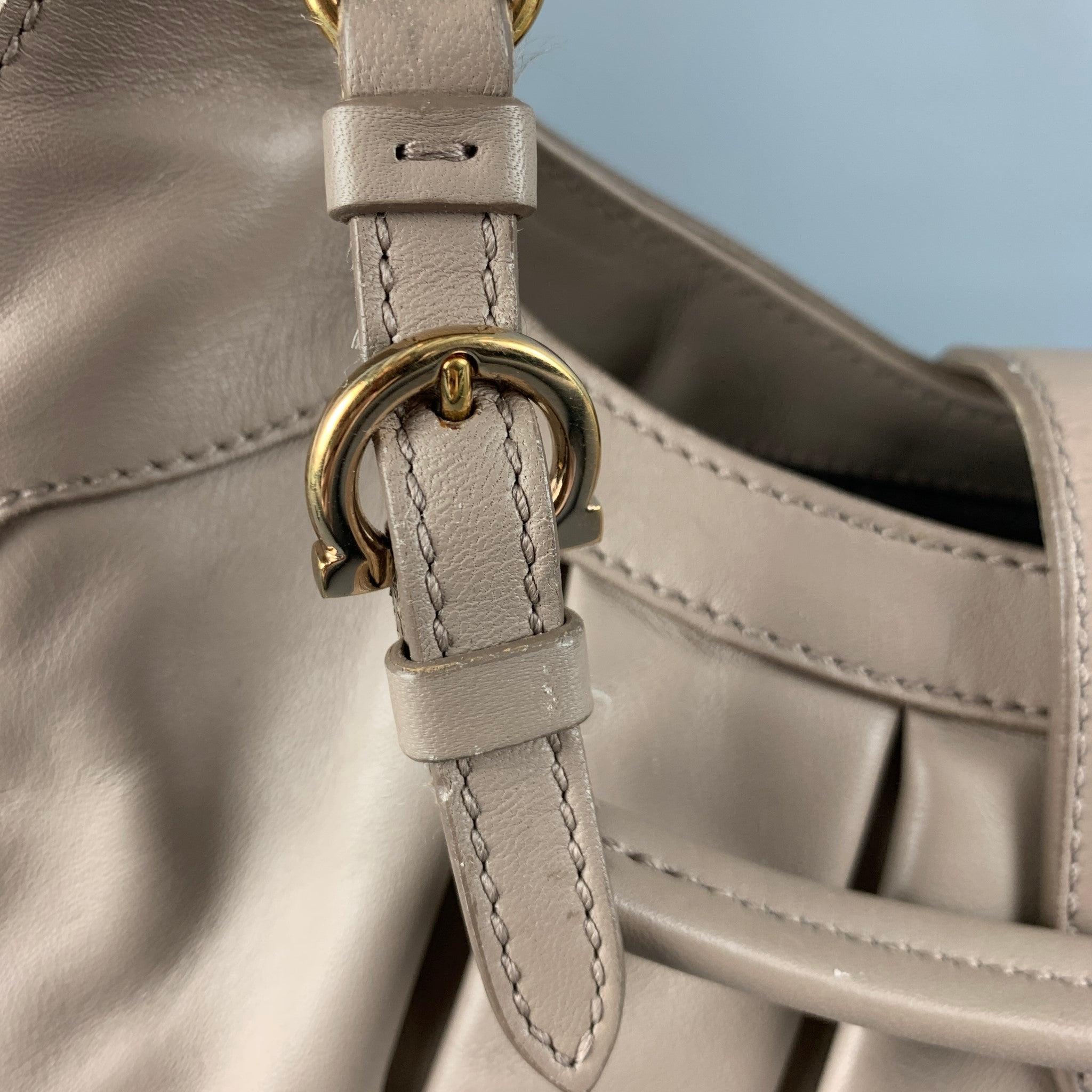 SALVATORE FERRAGAMO Beige Leather Shoulder Bag Handbag For Sale 1