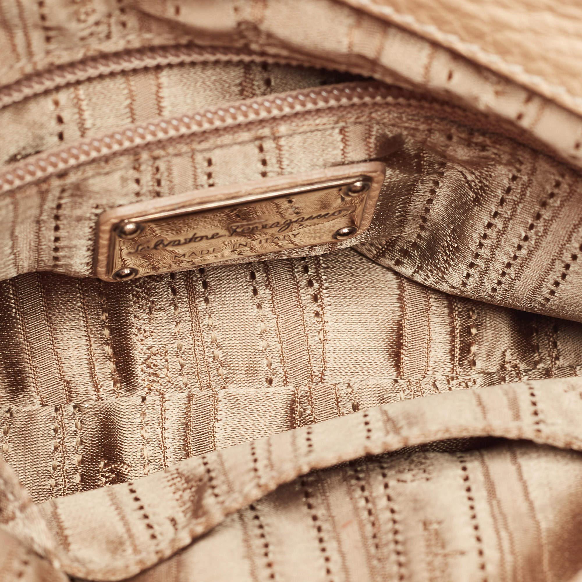 Salvatore Ferragamo Beige Leather Small Sofia Top Handle Bag 7