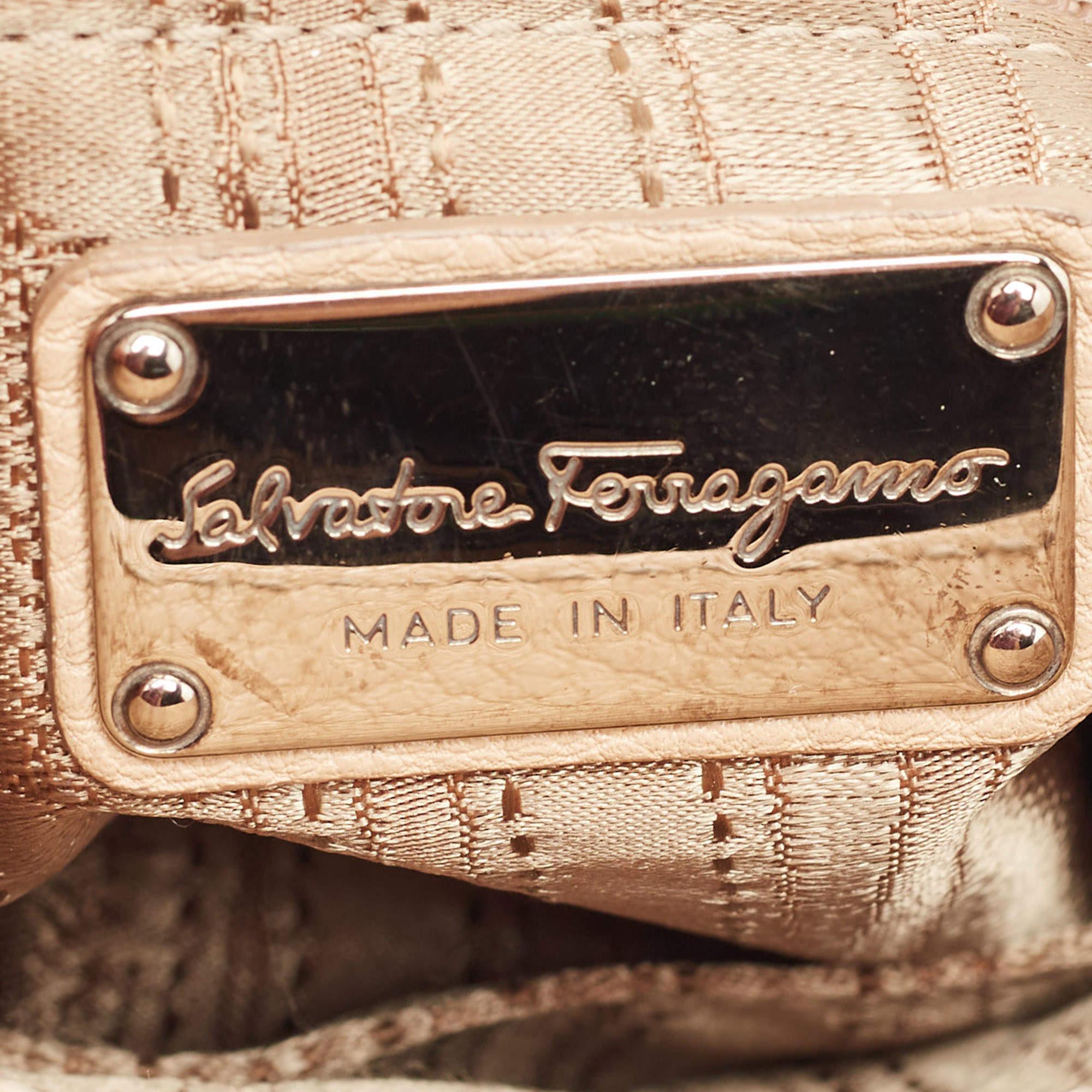 Salvatore Ferragamo Beige Leather Small Sofia Top Handle Bag 8