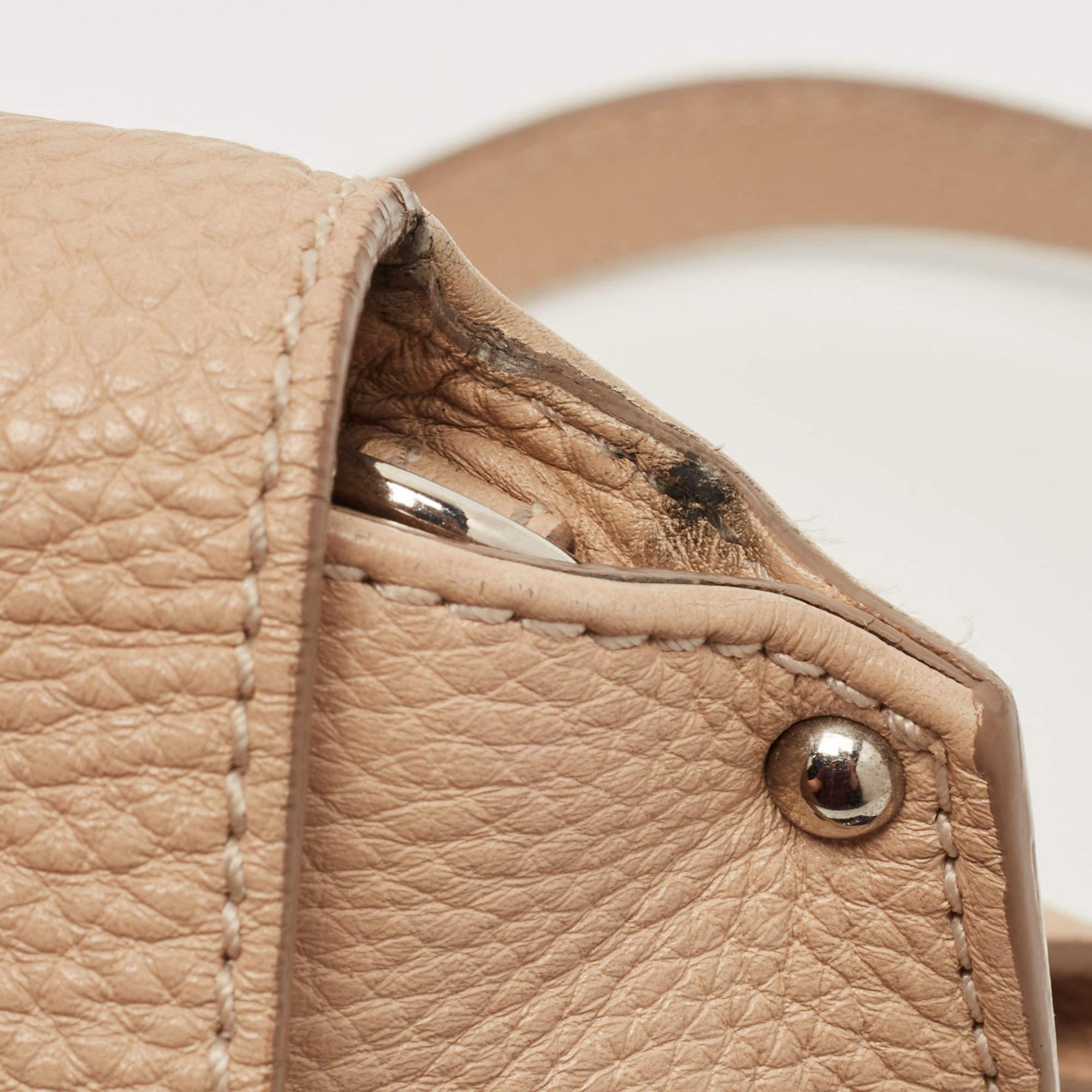 Salvatore Ferragamo Beige Leather Small Sofia Top Handle Bag 3
