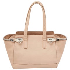 Salvatore Ferragamo Beige Leather Verve Tote