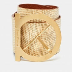 Salvatore Ferragamo Beige Leather Wide Waist Belt 70CM