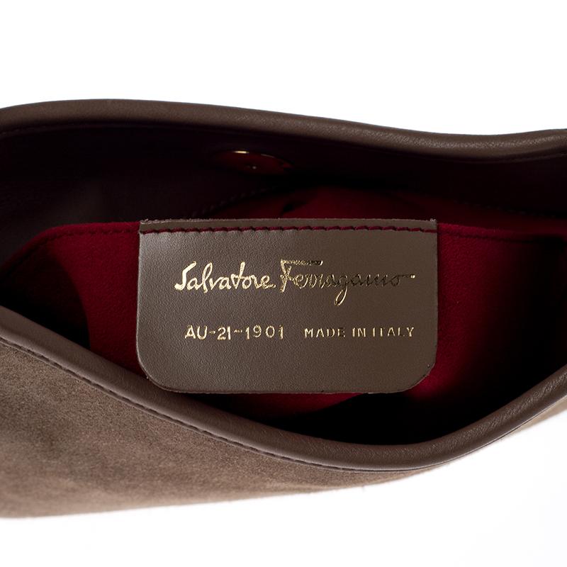 Salvatore Ferragamo Beige Nubuck Leather Shoulder Bag 6