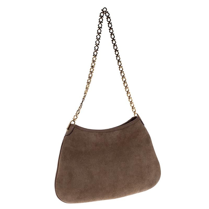 Women's Salvatore Ferragamo Beige Nubuck Leather Shoulder Bag