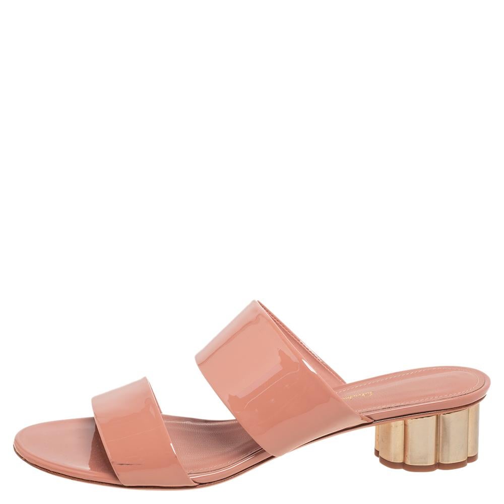 Salvatore Ferragamo Beige Patent 