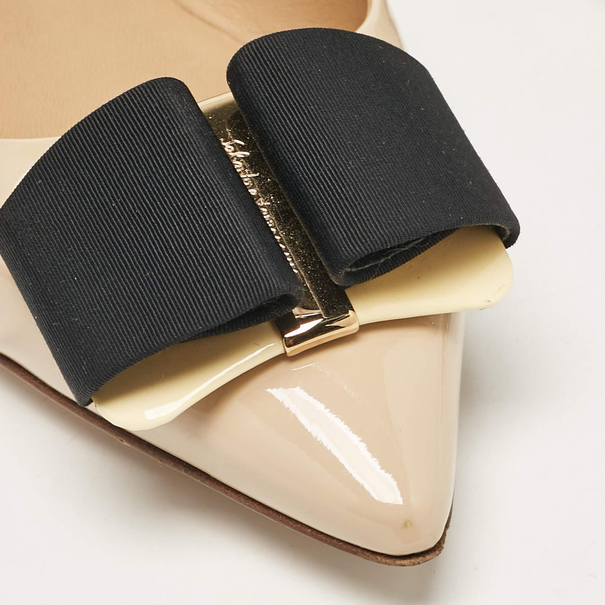 Salvatore Ferragamo Ballerine Mimi in vernice beige misura 38 3