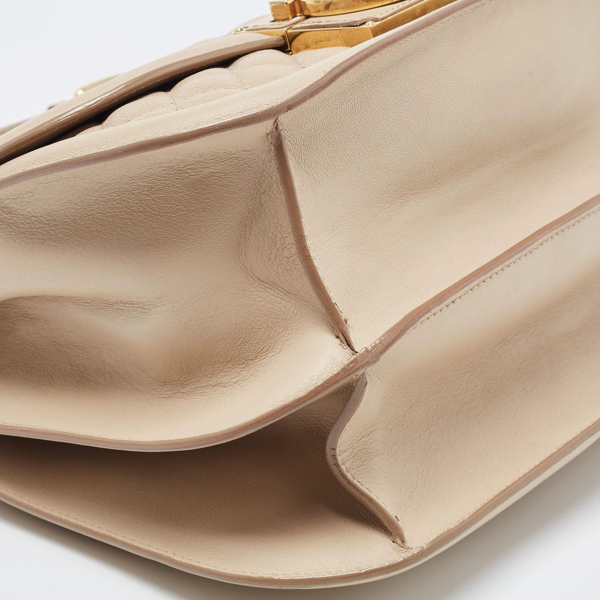Salvatore Ferragamo Beige Quilted Leather Flap Shoulder Bag 2