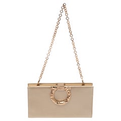 Salvatore Ferragamo Beige Satin Musetta Clutch