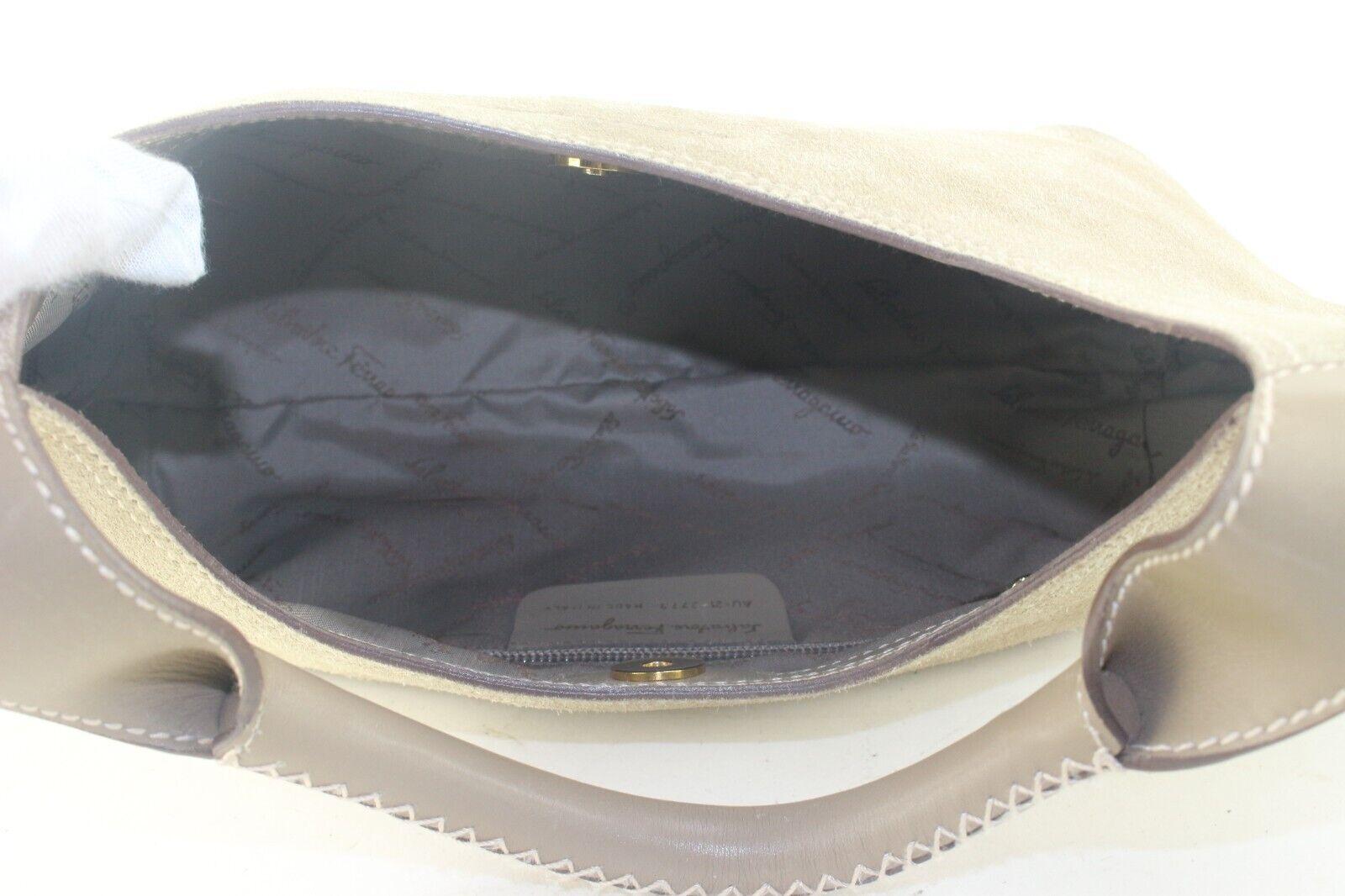 SALVATORE FERRAGAMO Beige Suede Hobo Classic Shoulder Bag 1SF1024K For Sale 2