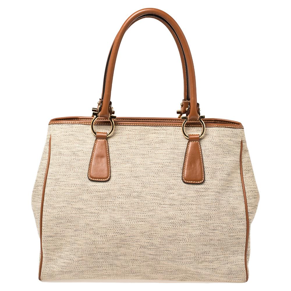 beige leather tote