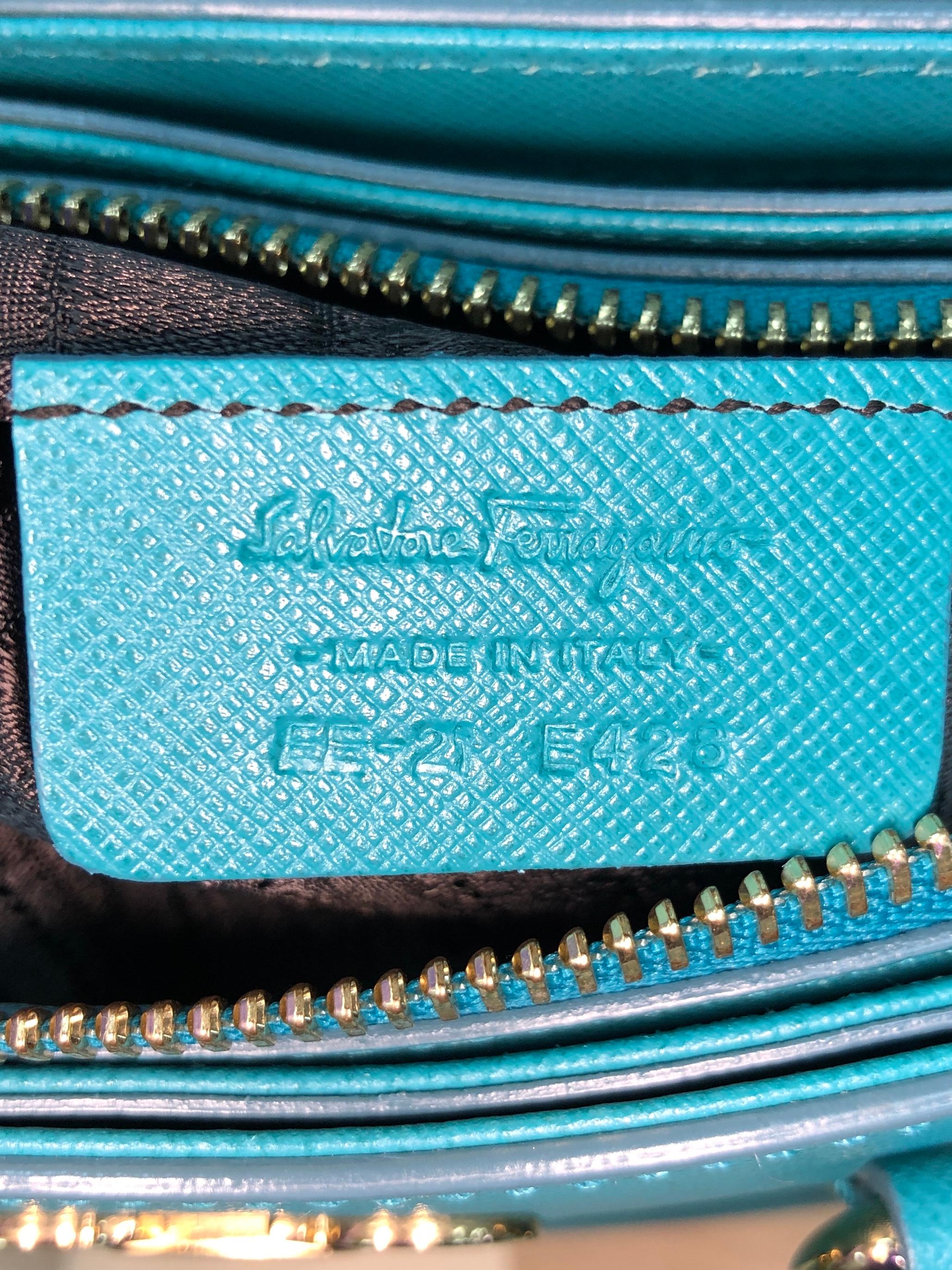 Salvatore Ferragamo Beky Handbag Saffiano Leather Small In Good Condition In NY, NY