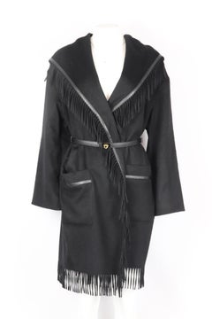 Salvatore Ferragamo Belted Fringed Cashmere Coat Medium