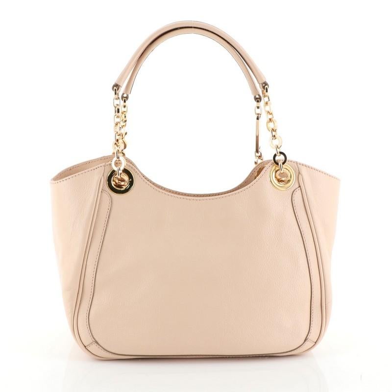 Salvatore Ferragamo Betulla Chain Tote Leather Small In Good Condition In NY, NY