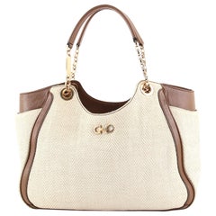Salvatore Ferragamo Betulla Chain Tote Straw Medium