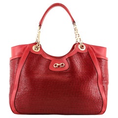 Salvatore Ferragamo Betulla Chain Tote Woven Leather Medium
