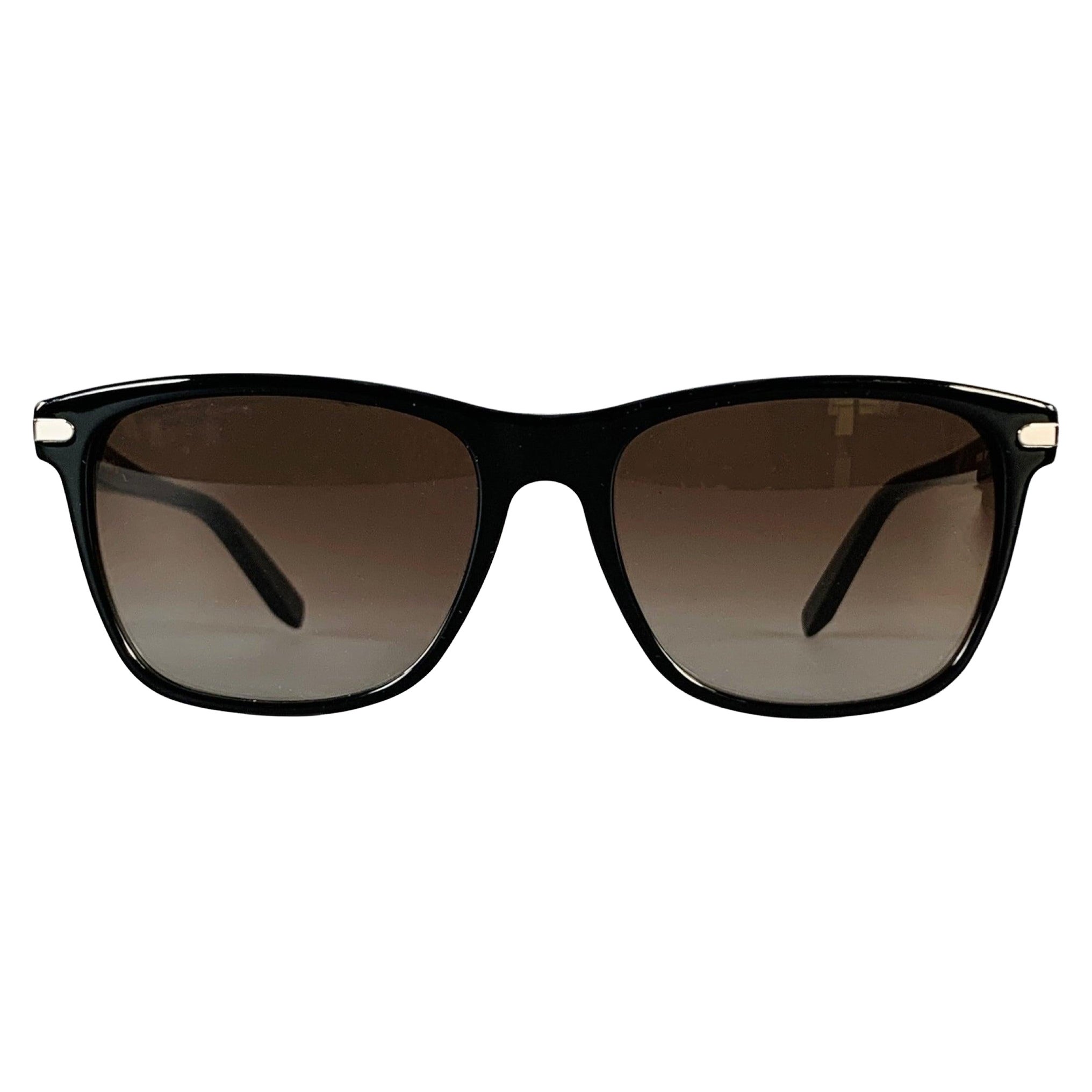 SALVATORE FERRAGAMO Black Acetate Square Polarized Sunglasses