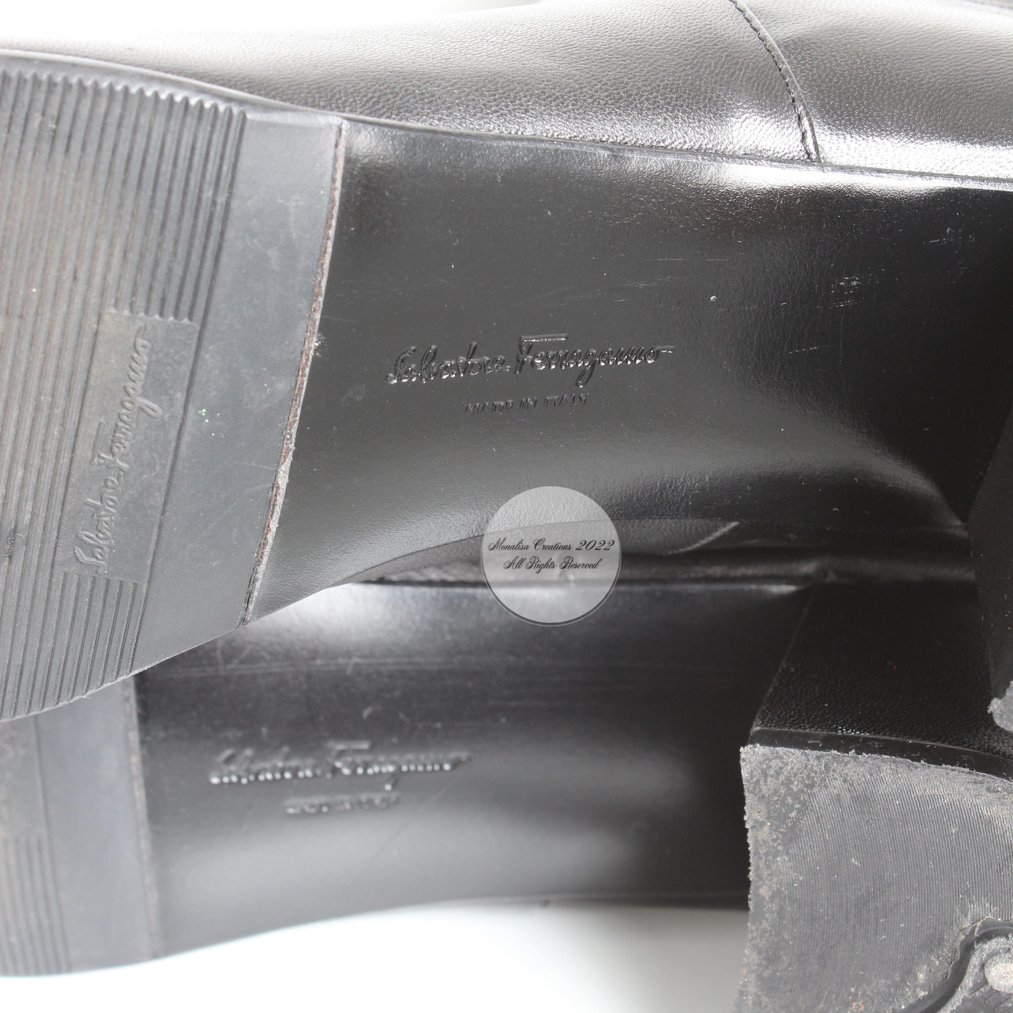 Salvatore Ferragamo Black Boots Leather Stretch Calf Vintage  7