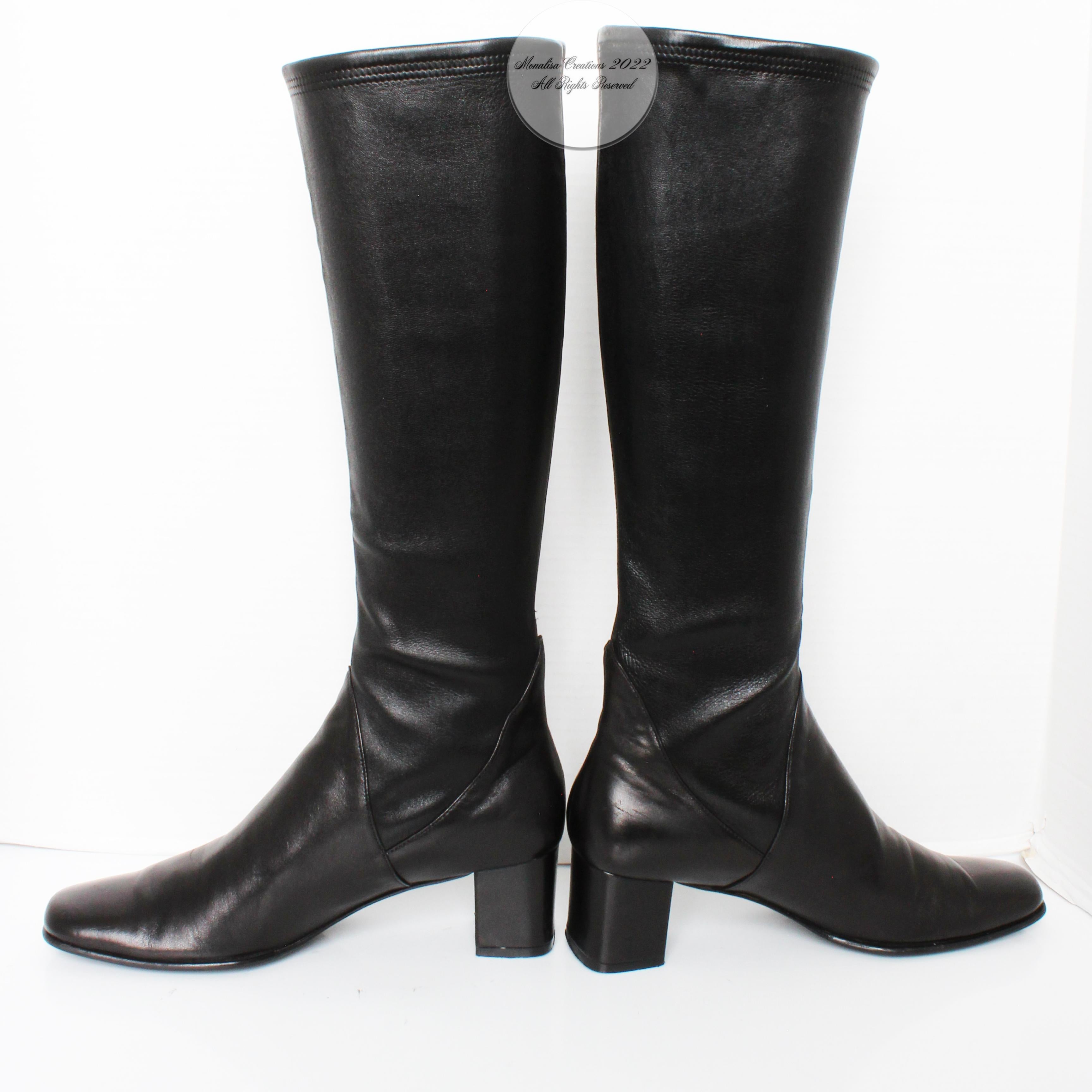 Salvatore Ferragamo Black Boots Leather Stretch Calf Vintage 4