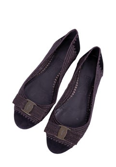 Salvatore Ferragamo Black & Bordeaux Ballet Flats Vara Bow - EU 41