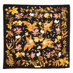 Salvatore Ferragamo Black 
Brown Floral Scarf
