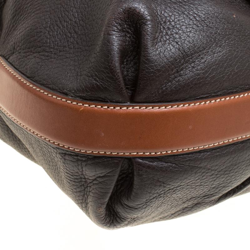 Salvatore Ferragamo Black/Brown Leather Top Handle Bag 6