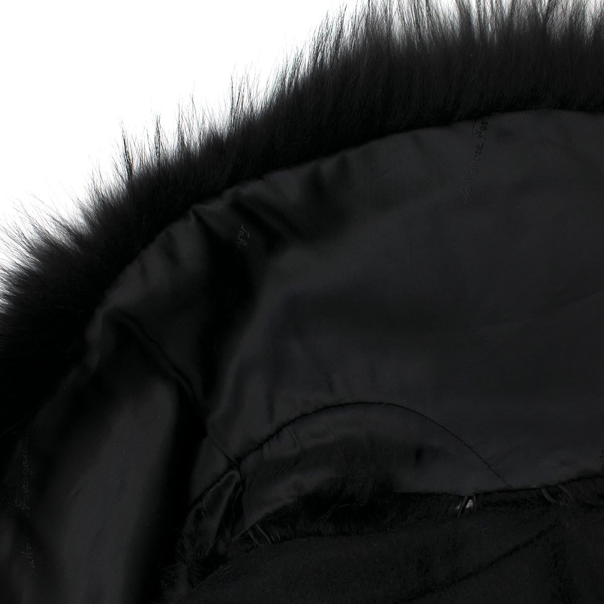 Salvatore Ferragamo Black Cashmere Coat with Fox Fur Collar IT 42 1