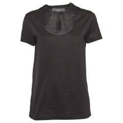 Salvatore Ferragamo Camiseta cuello estampado Gancini de punto de algodón negro S