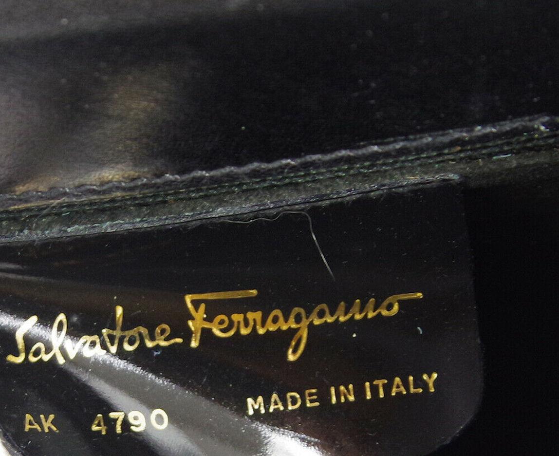 Salvatore Ferragamo Black Crocodile Mini Kelly Style Top Handle Satchel Flap Bag In Good Condition In Chicago, IL