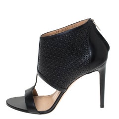 Salvatore Ferragamo Black Cut Out Leather Pacella Open-Toe Booties Size 40