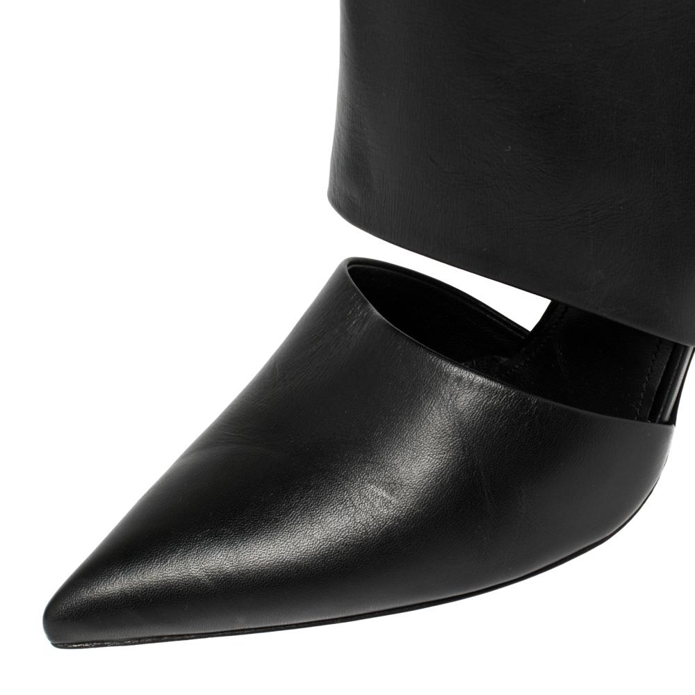 Salvatore Ferragamo Black Cutout Leather Eyelet Knee Boots Size 38.5 4
