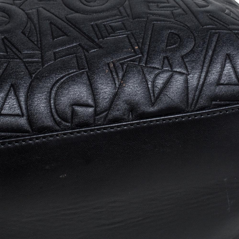 Salvatore Ferragamo Black Embossed Logo Leather Bonnie Shopper Tote 7