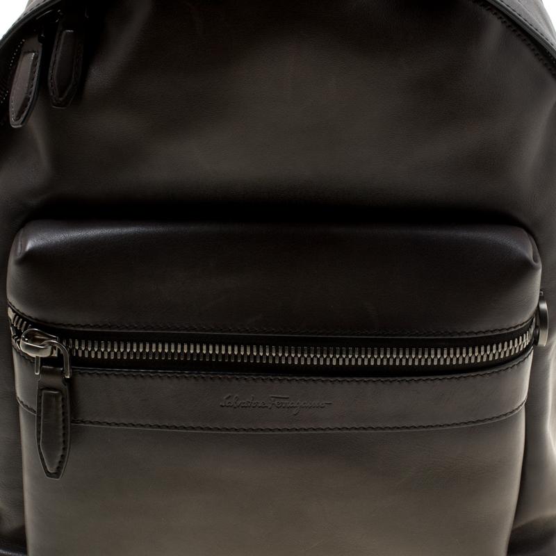 Salvatore Ferragamo Black Firenze Glow Leather Backpack 4