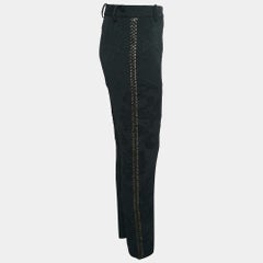 Salvatore Ferragamo Black Floral Jacquard Lace-Up Trousers M