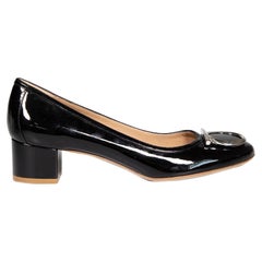 Salvatore Ferragamo Black Gancini Accent Pumps Size US 11