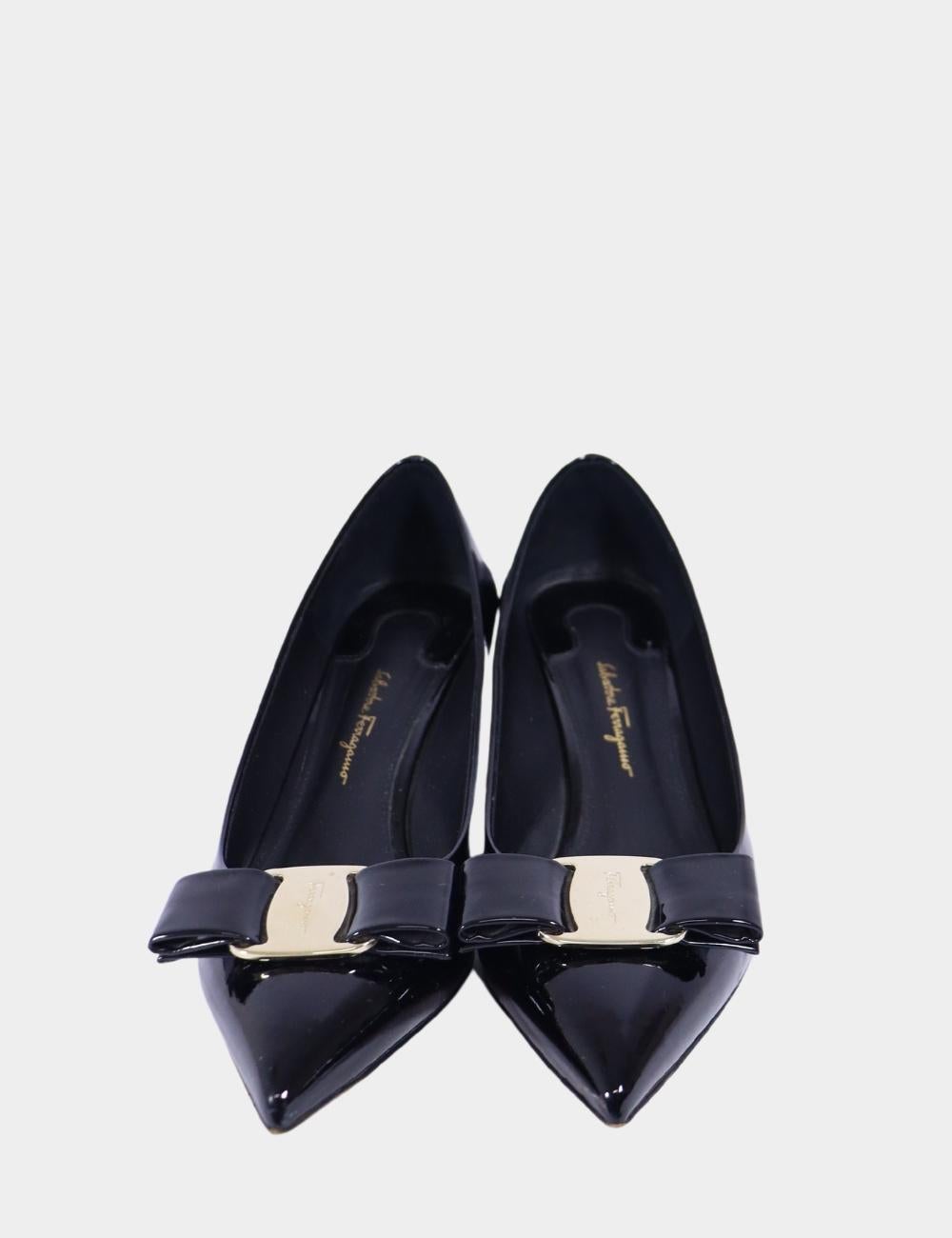 Women's Salvatore Ferragamo Black Gancini Pumps Size US 8.5