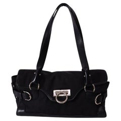 Salvatore Ferragamo Black Gancini Shoulder Bag