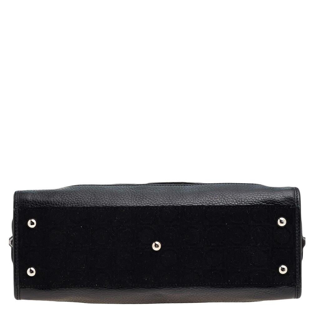 Women's Salvatore Ferragamo Black Gancini Velvet And Leather Shoulder Bag For Sale