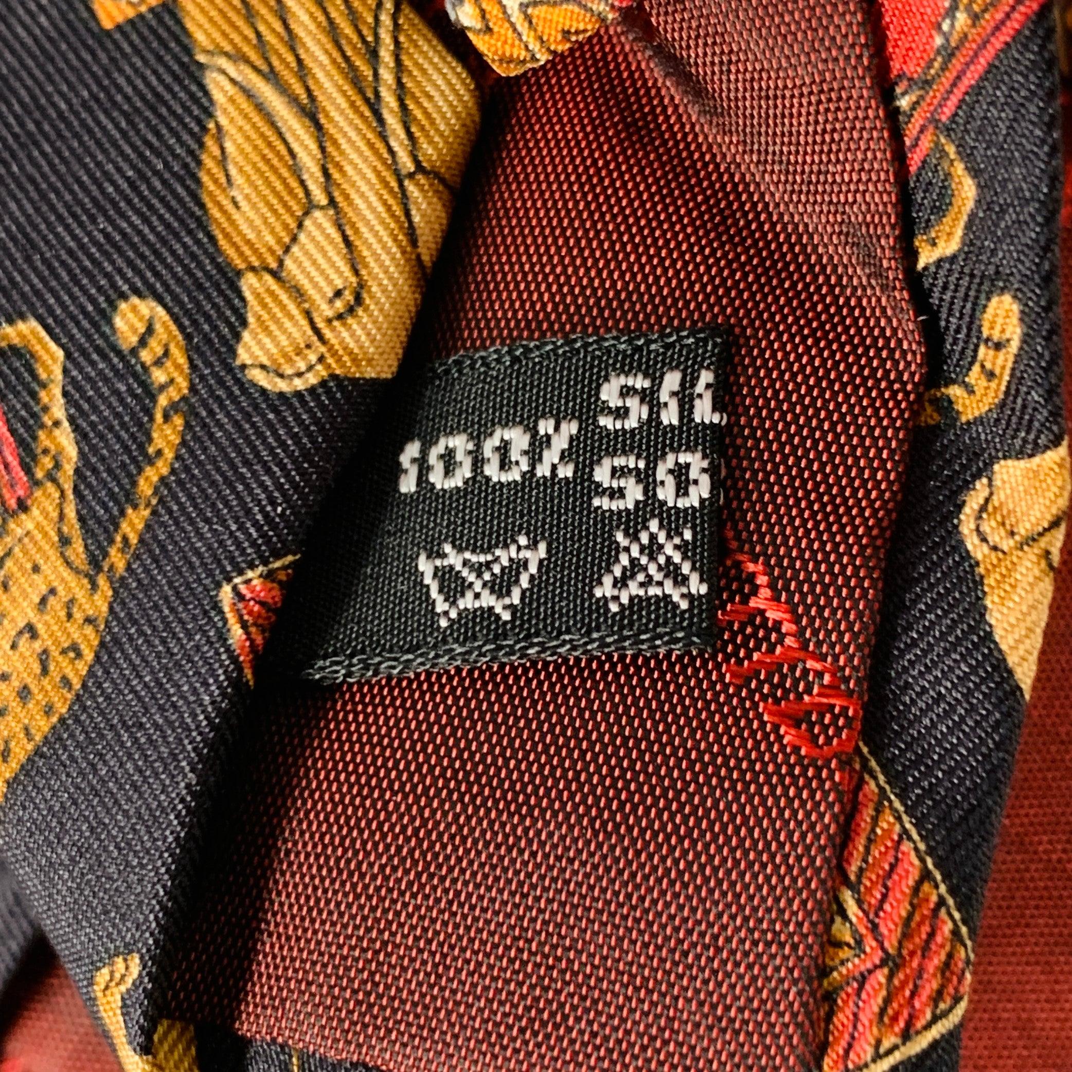 Men's SALVATORE FERRAGAMO Black Gold Burgundy Animals Silk Tie